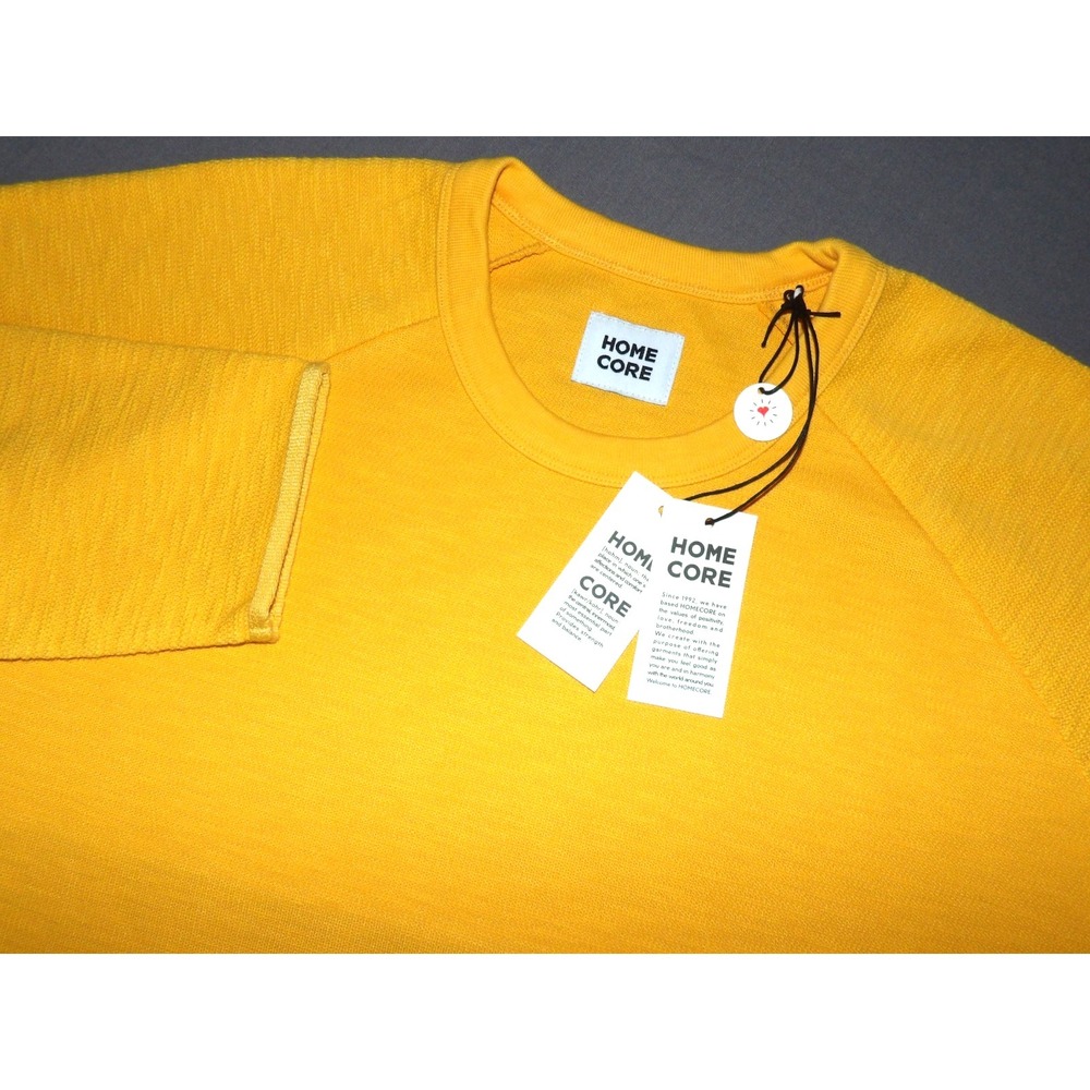 NEW! HOME CORE Yellow Long Sleeved Knit Pull Over Sweatshirt Men's Medium